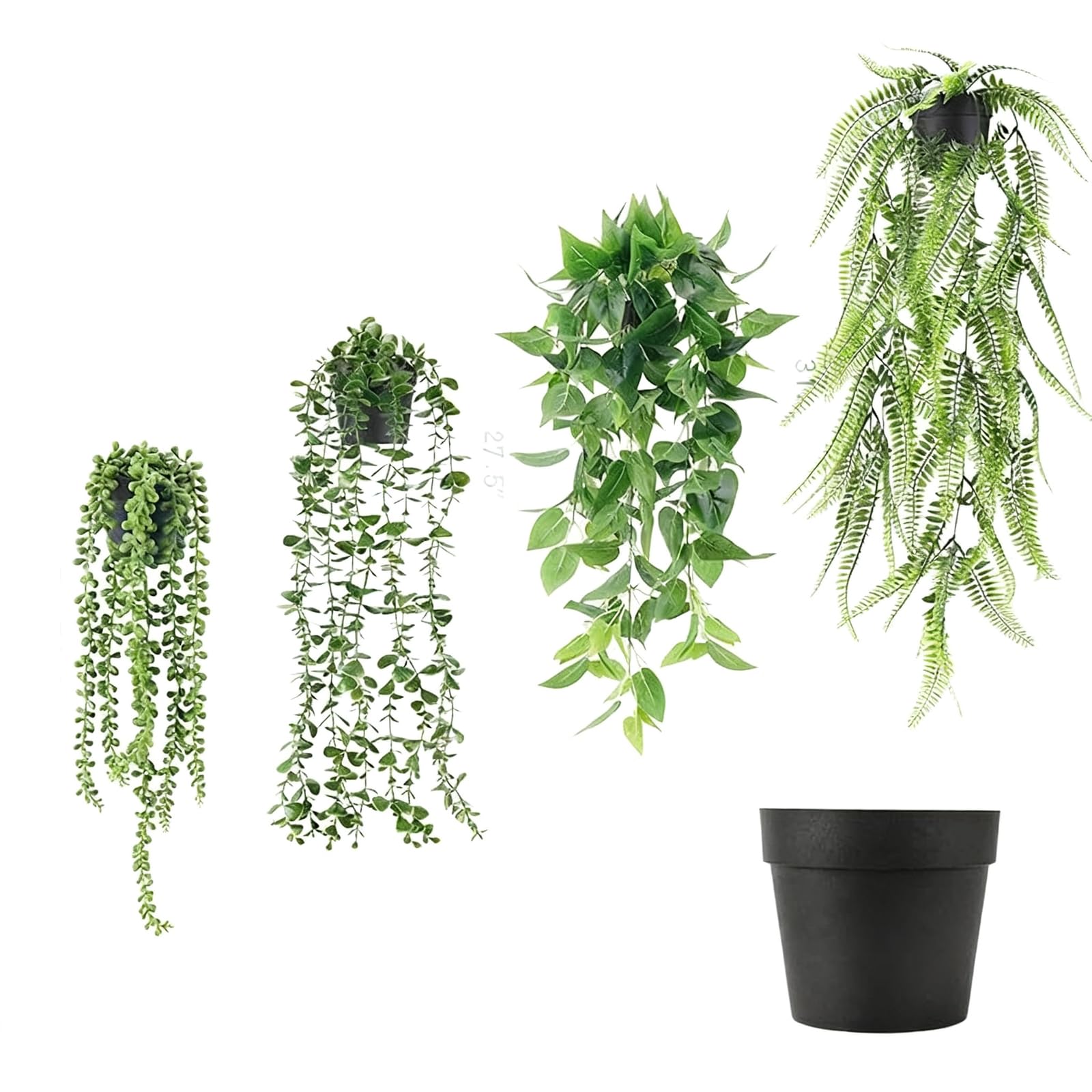 QLECXZI Boho Hanging Plants Vines For Bedroom String Of Pearls Plant Artificial Decor 4 Styles Available Indoor Outdoor Black