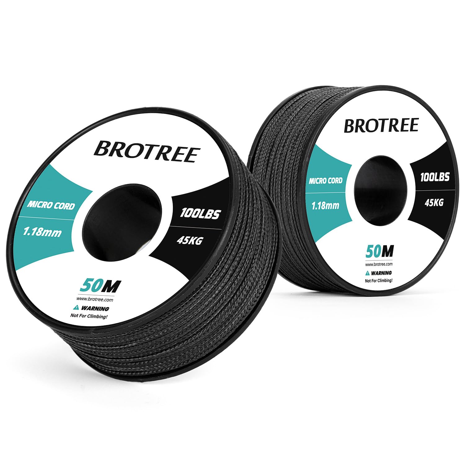 Brotree Micro Cord 1.18mm Braided Cord 50M Spool Utility Cord for Camping Accessories, Crafting and DIY Projects - 45kg Breaking Load, Bro-CS11850-hei