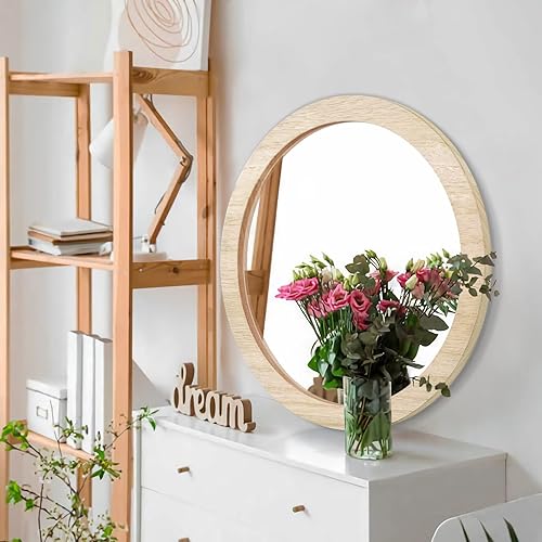 Miniatura 32 de JJUUYOU Espejo de pared circular de 16 pulgadas, espejo de pared redondo para baño, espejo circular de granja, decoración de pared de baño, espejo