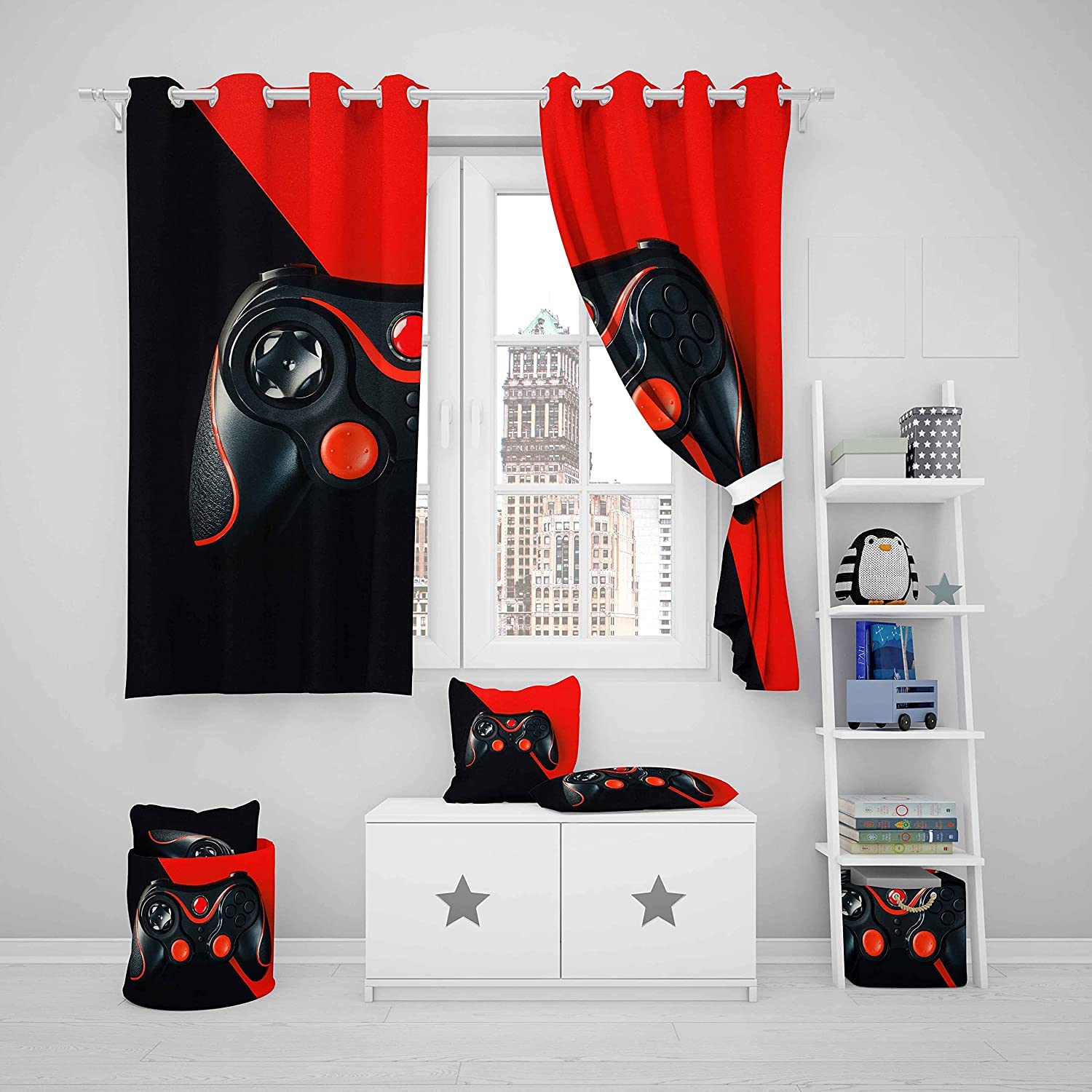 Feelyou Tenda A Pannello Con Stampa Mattoncini Giocattolo – 2 Pezzi 52x63 Cm, Per Camera Bambini, Soggiorno, 100% Poliestere