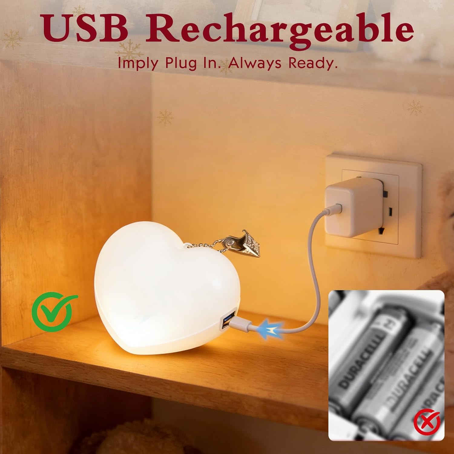 Purse Light with Heart Lamp Handbag Keychain for Inside Bag Smart Sensor Night Flashlight for Women, Shaped Glowing Love Wallet Light, Touch Compact Led Mini Lamp USB Rechargeable (4 PCS) - Image 5