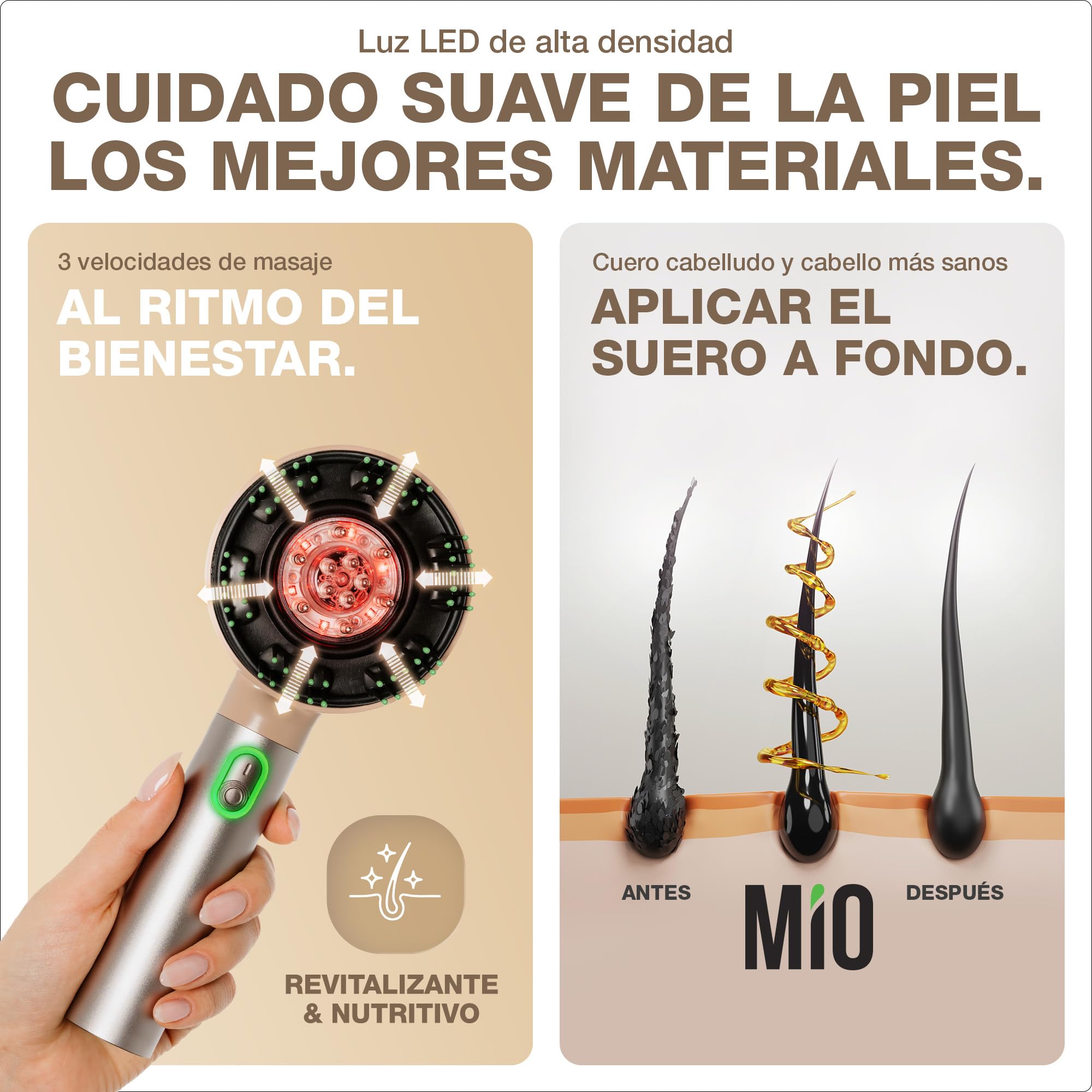 DONNERBERG® MIO Aplicador De Aceite Y Masajeador Capilar Con Luz Roja | Masaje 3D De Amasamiento, Diseño Portátil Y Recargable, 7 Años De Garantía Del Motor, Para Cabello Y Cuero Cabelludo