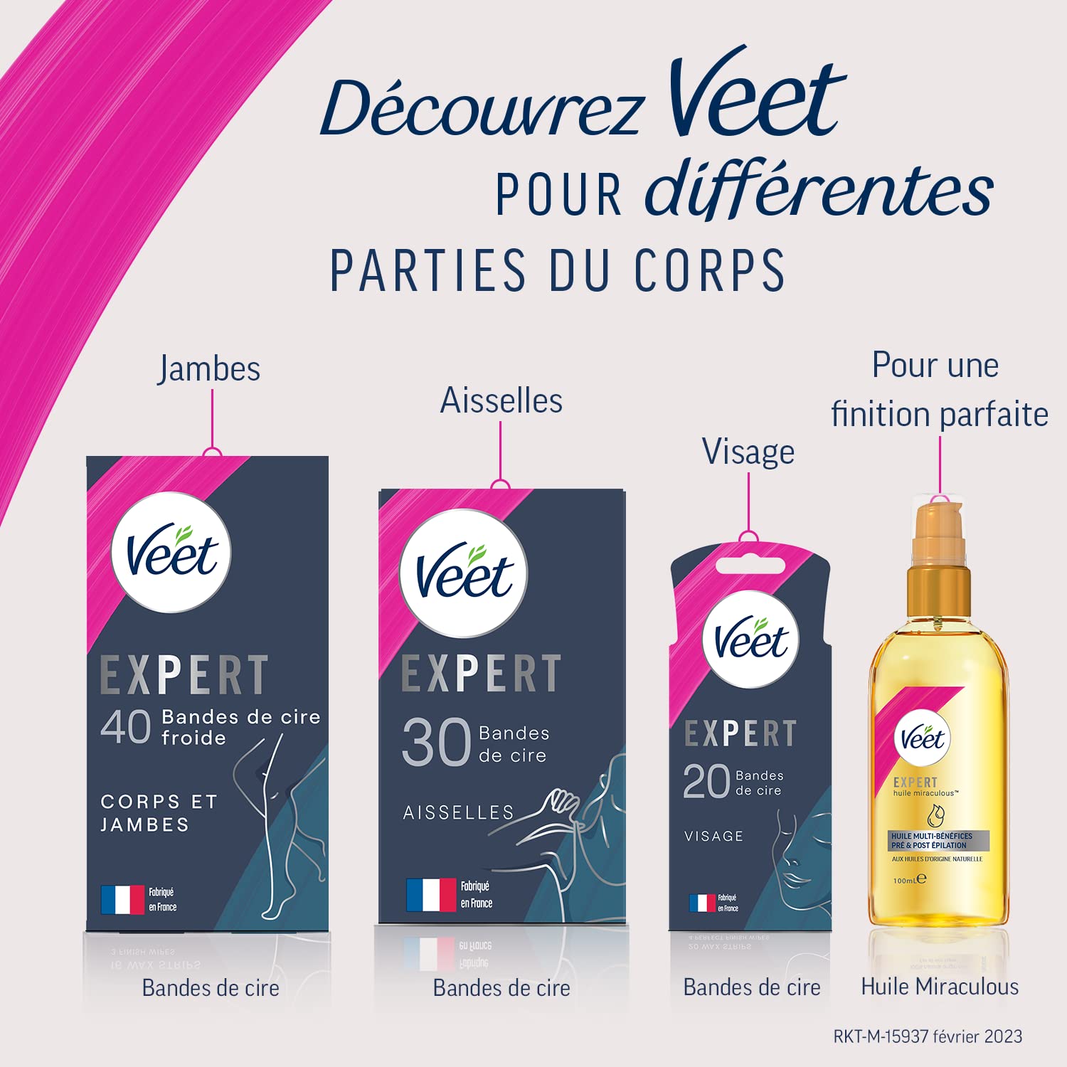 Veet Expert - Lot de 64 Bandes De Cire Froide - Maillot - Peaux Sensibles