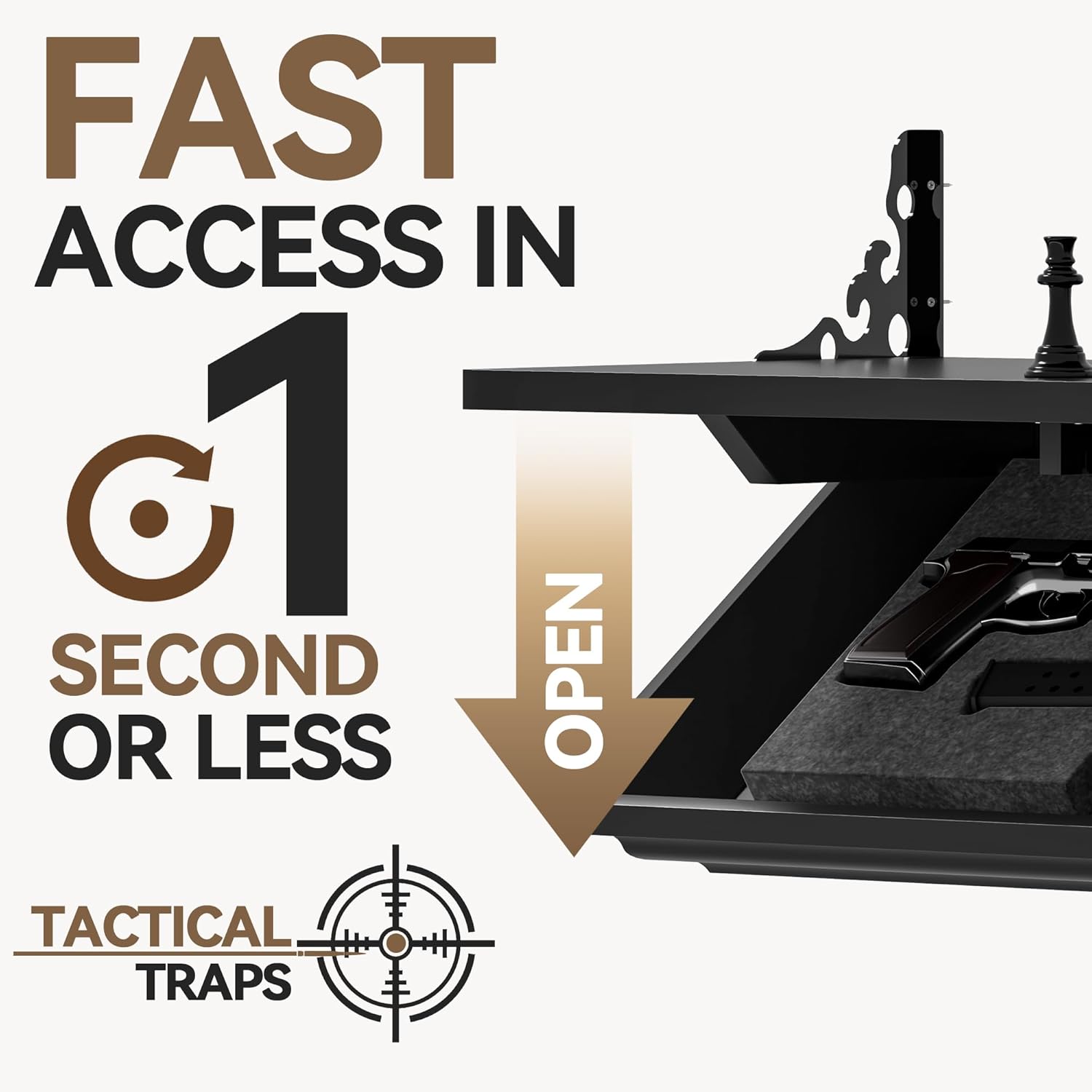 Gurexl 24''L x 13''W x 4''D Gun Rack with Magnetic Lock, Compact Gun Shelf with Secure Hidden Compartment for Wall Mount Display, Indoor Storage Security Safe Box for Home