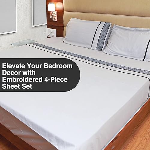 Miniatura 19 de Sábanas de lujo de 800 hilos tamaño Queen - Sábanas de tejido de satén blanco hotel, 100% algodón egipcio, sábana de 4 piezas, se adapta a bolsillo