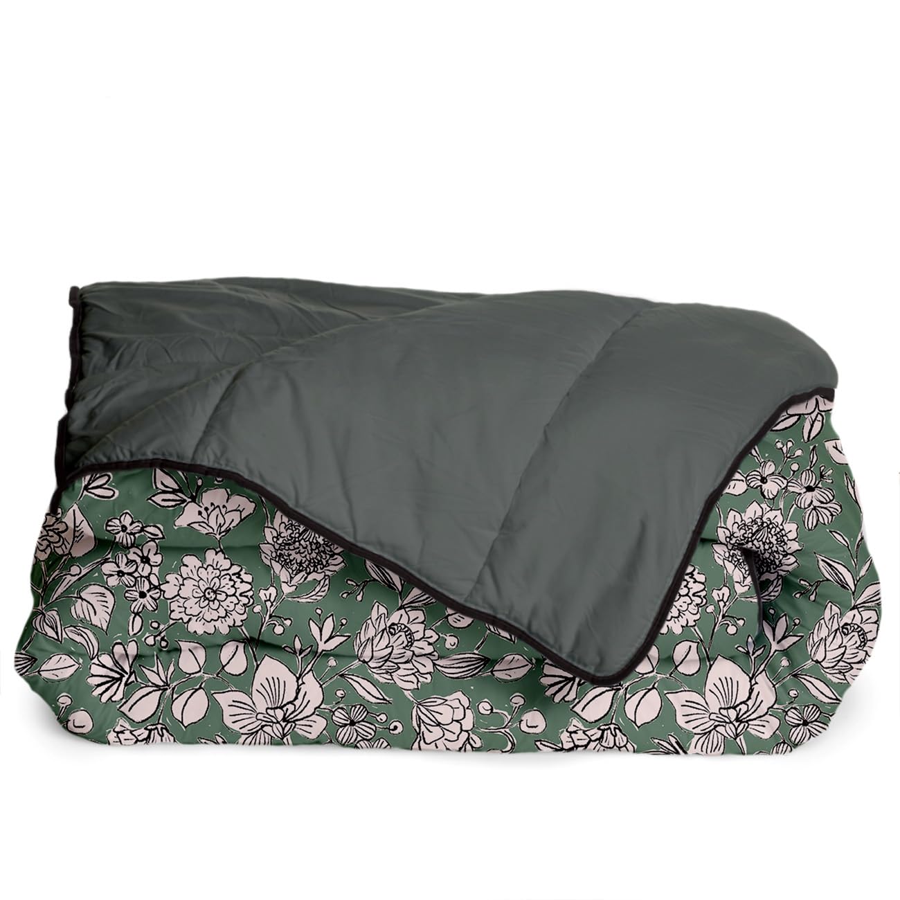 Bleu Calin Couette Imprimée Chaude Fursy 140x200cm pour Lit 90x190 - Microfibre - Édredon 350g/​m² Fabriqué en France, Certifiée Oeko-​Tex - Vert Sapin/​Gris Anthracite