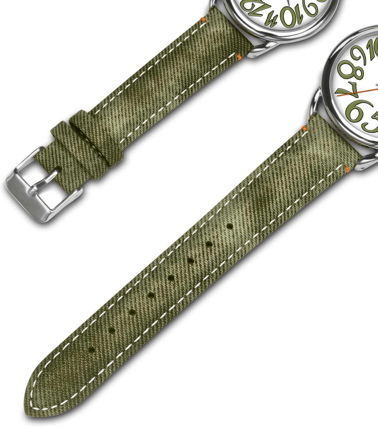 Bisley Women Watch Big Arabic Numbers Dial Easy to Read Denim Leather Strap Watch - Image 4