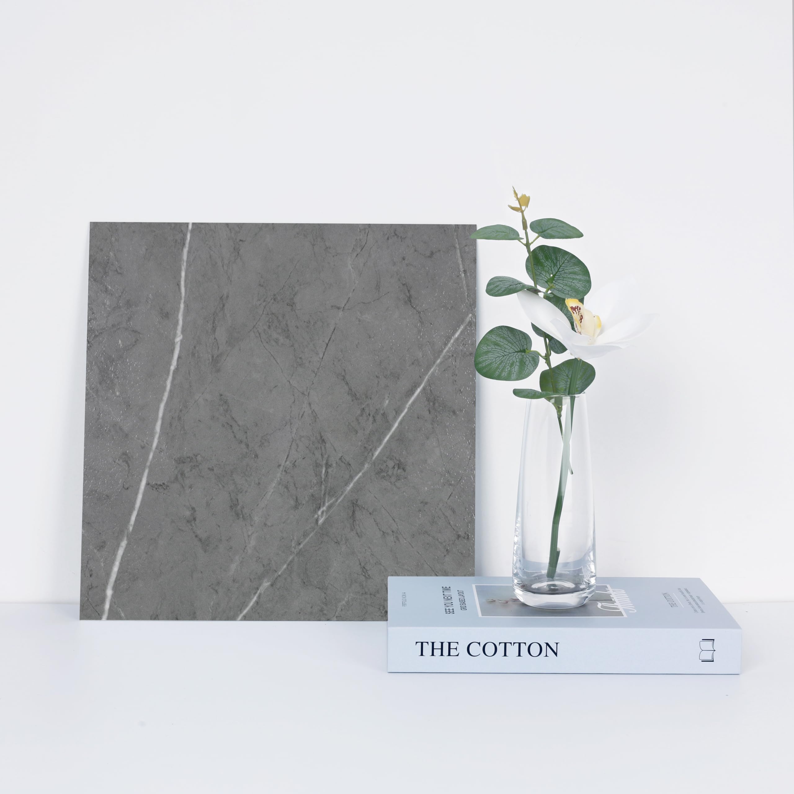 ReWallpaper Piastrelle Adesive Effetto Marmo Grigio Pavimento PVC Adesivo Bagno Impermeabile Cucina 30x30cm Linoleum per Pavimenti Adesivi Marmo Opaco Grigio Piastrelle Autoadesive 3 Pezzi