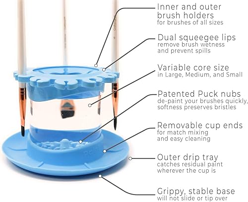 Miniatura 3 de Paint Puck - Copa para limpiar y enjuagar pinceles (todo en uno) para arte, estudio y aula, soporte de pinceles y sistema de limpieza de silicona