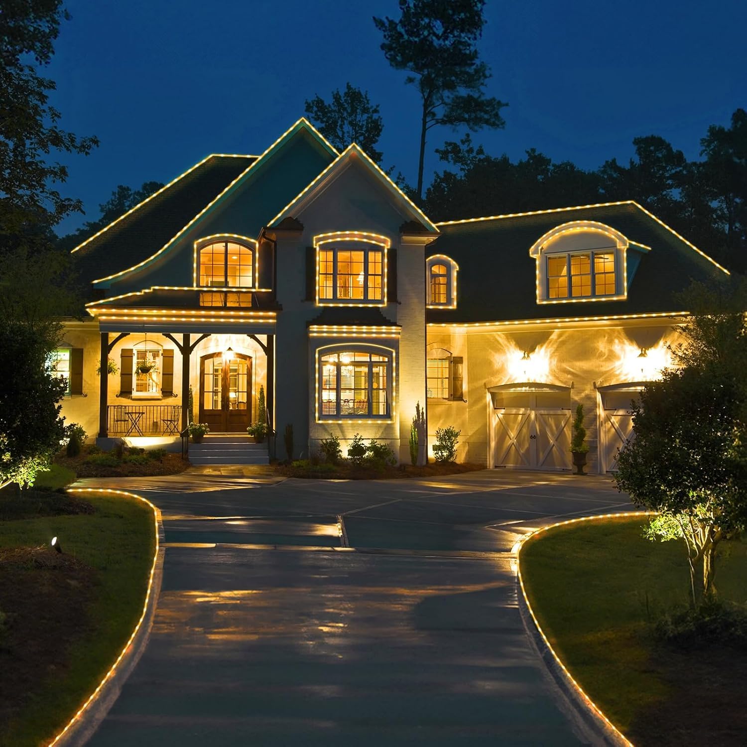 LED Lichtschlauch, 25m Länge, Außenbereich, Warmweiß 2200K, IP65 Wasserdicht, Dimmbar, PVC-Rohr, 899 LEDs, 4m Anschlusskabel, Ganzjährig, Garten & Terrasse