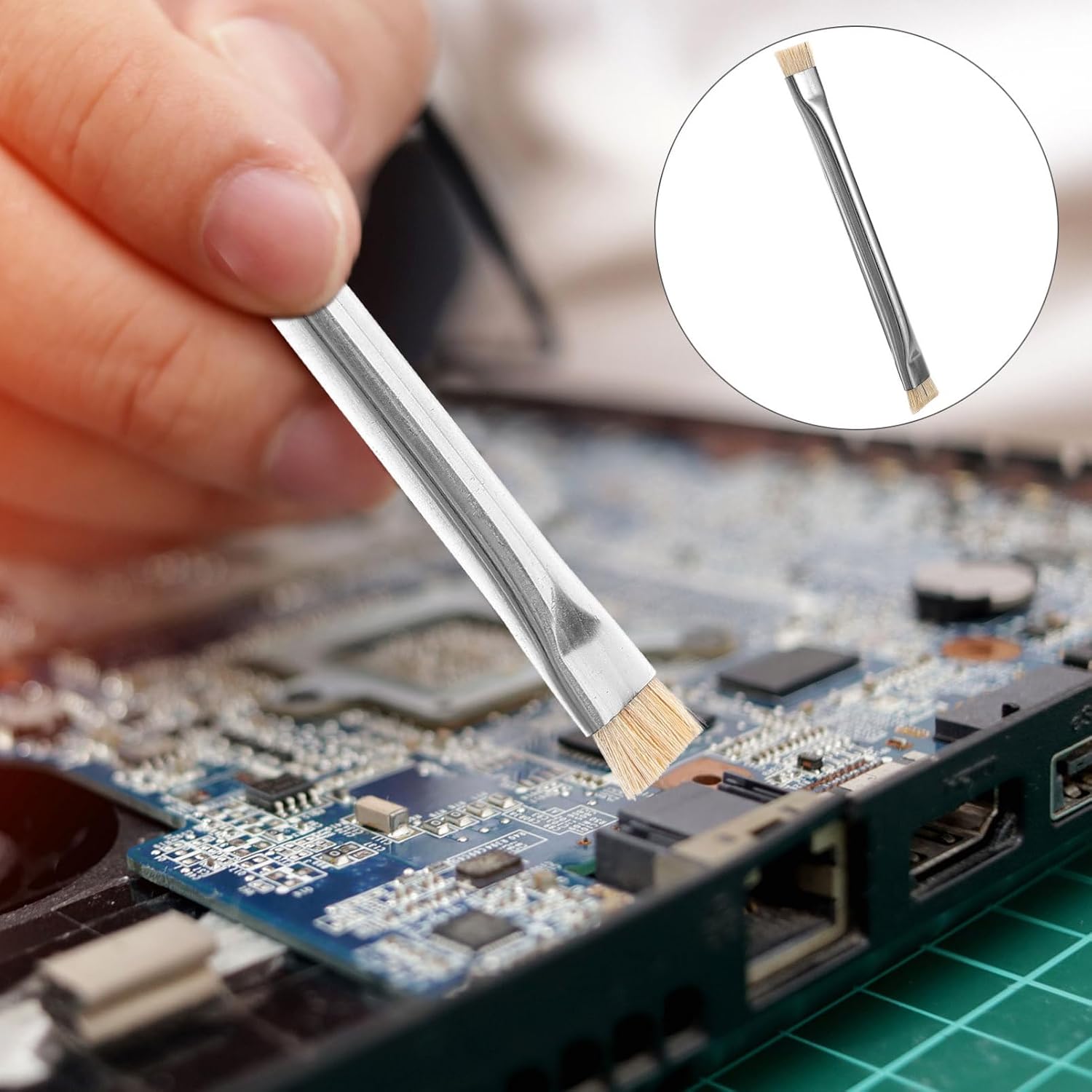 Motherboard Cleaning Brush Dual- Hard Bristle Tool for Electronic Detailing for Phone and Electronics Dust Removal Ergonomic Design Portable