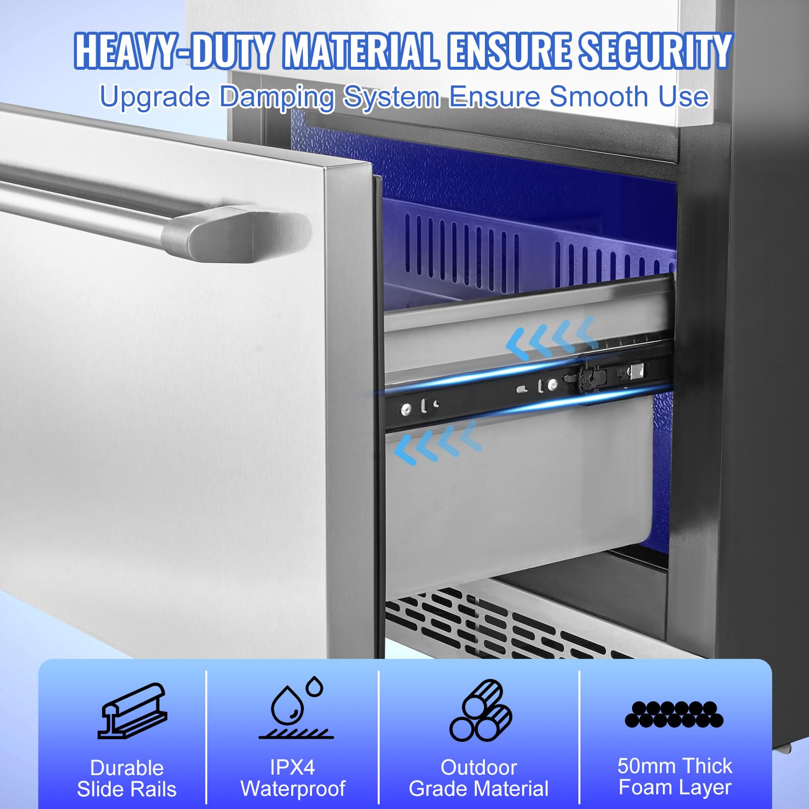 Happybuy 24" Undercounter 2-Drawer Wine Fridge, Dual Temperature Zones, 4.87 Cu.Ft, Waterproof For Indoor/Outdoor, Home & Commercial Use on Fridge.com - View 3