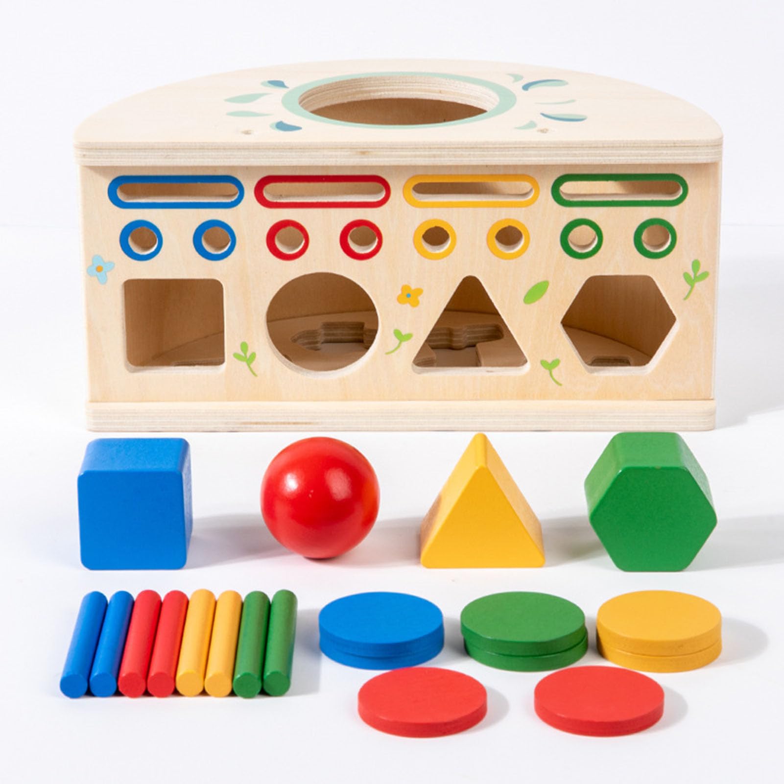 Cubo de Actividades de Madera Multifuncional Montessori, Clasificador de Formas y Juguete de Monedas