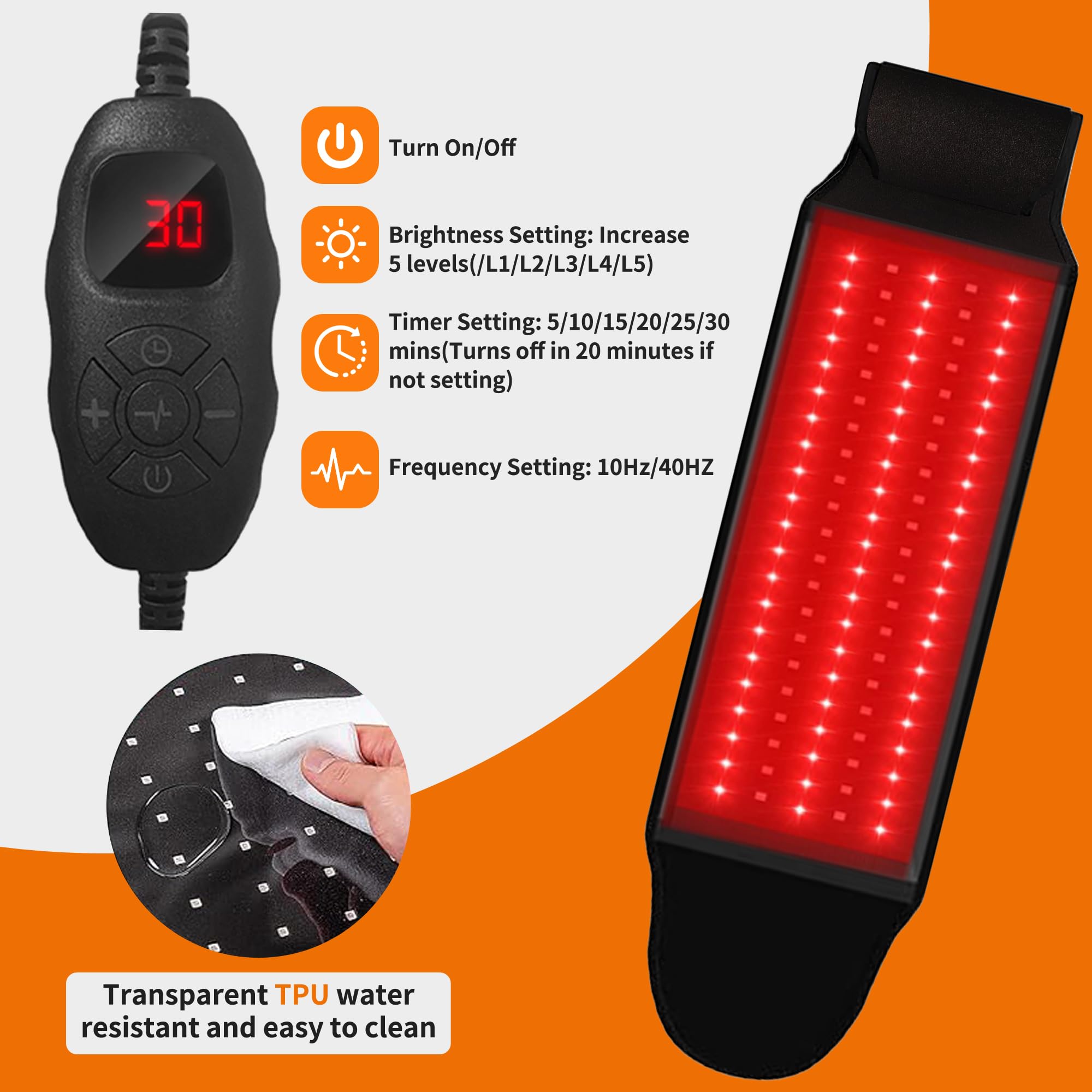 Terapia a luce rossa regolabile per cani, terapia con luce rossa per animali domestici, fascia indossabile portatile per supporto della mobilità e comfort quotidiano, con LED rossi e NIR