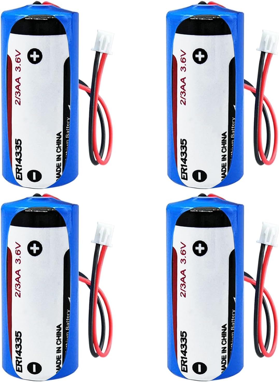WEIMAA 4 Pack ER14335 2/3AA 3.6V Lithium Battery 1650mAh with 2.54 Connector