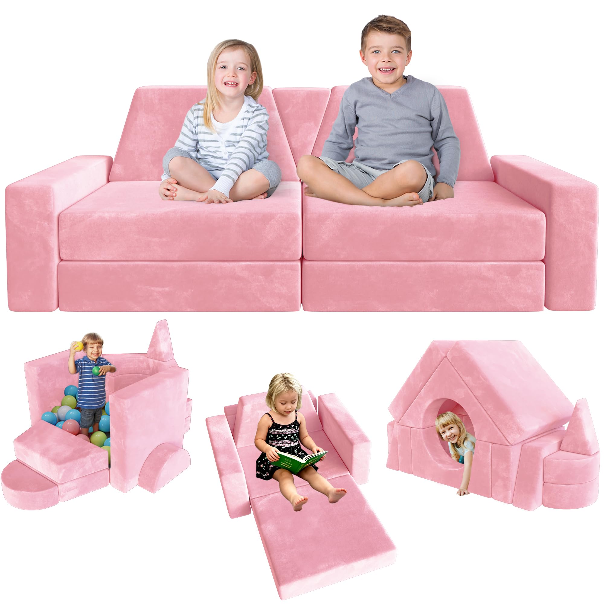 YEFU 15pcs Modular Kids Play Couch，1000+ Imagination Creative Play