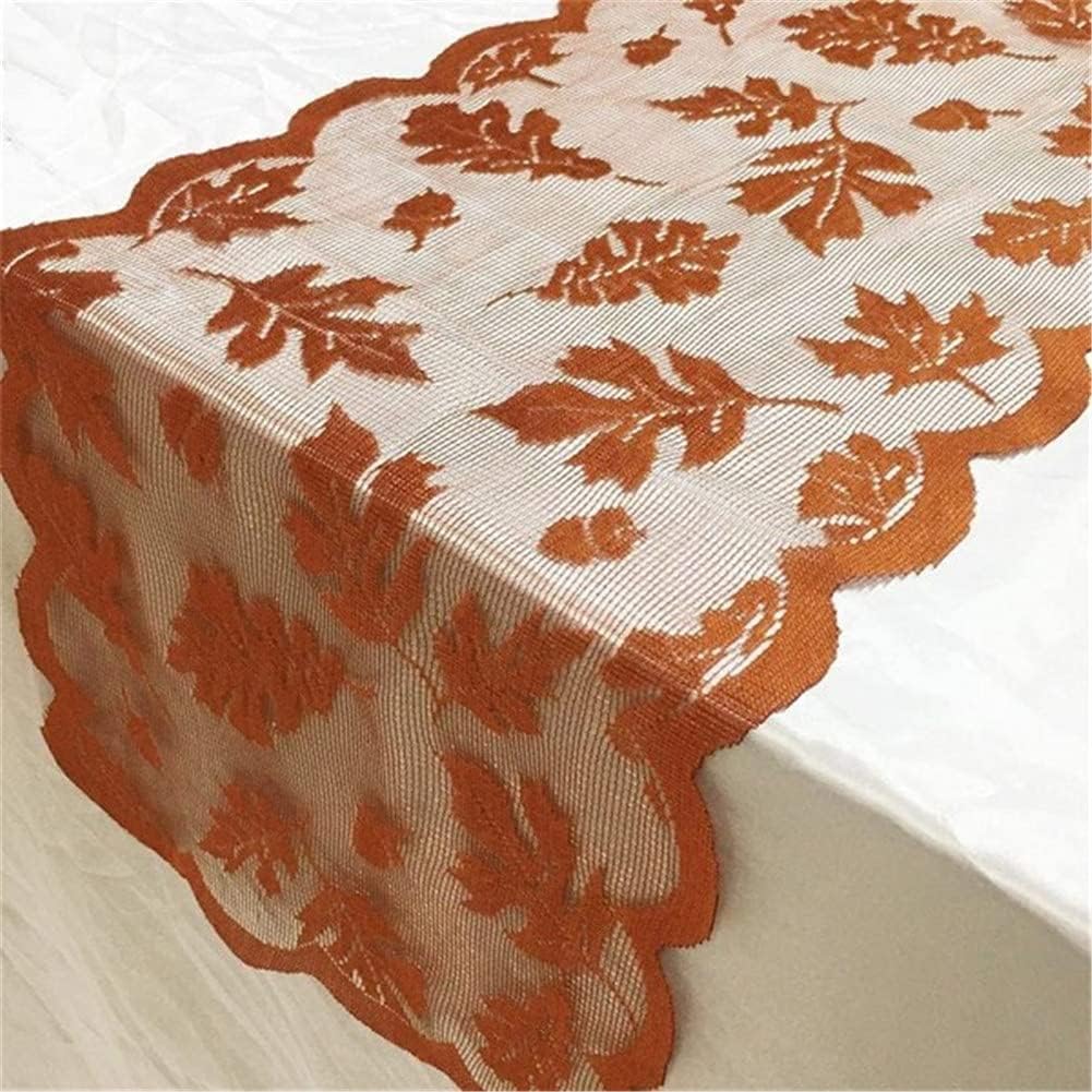 Thanksgiving Table Runner, 13 X 72 Inch Fall Table Runner Thanksgiving Decorations, Maple Leaves Harvest Lace Pumpkin Runner Brow Long Fall Table Line : Home & Kitchen