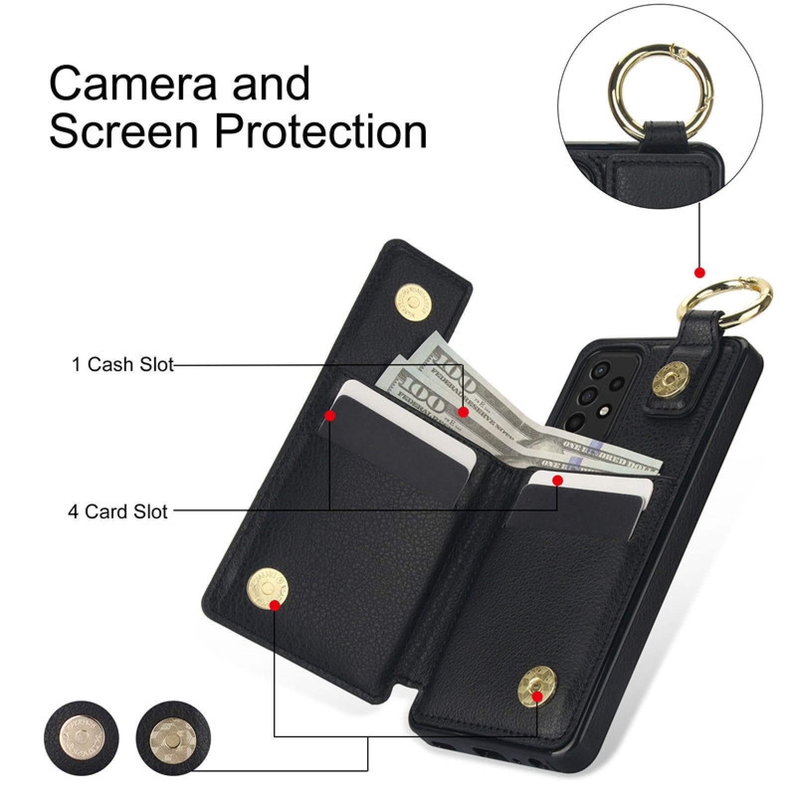 Do SamsungA50 A50S A30S Pierścień Skórzany Zamek Portfel Karty Telefon Etui Flip Stand Pokrowiec (Do SamsungA50 A50S A30S/Wino czerwone)