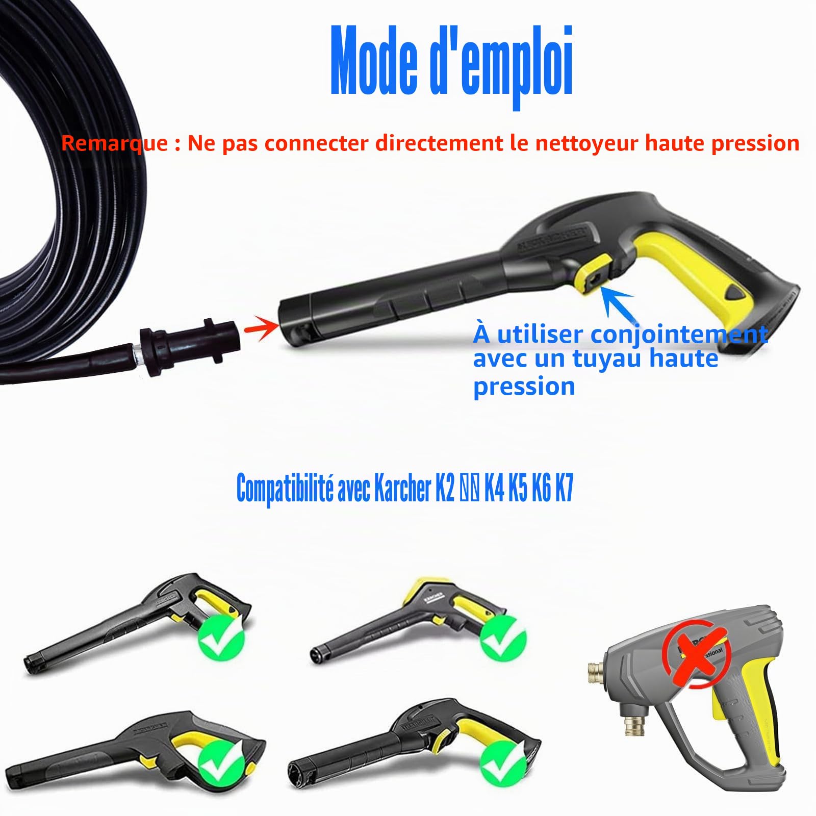 StoneBanks 20m Déboucheur de Canalisations pour Kärcher Nettoyeur Haute Pression, Sonde de Débouchage pour Kärcher K2 K3 K4 K5 K7 Series, 220Bar Débouche canalisations