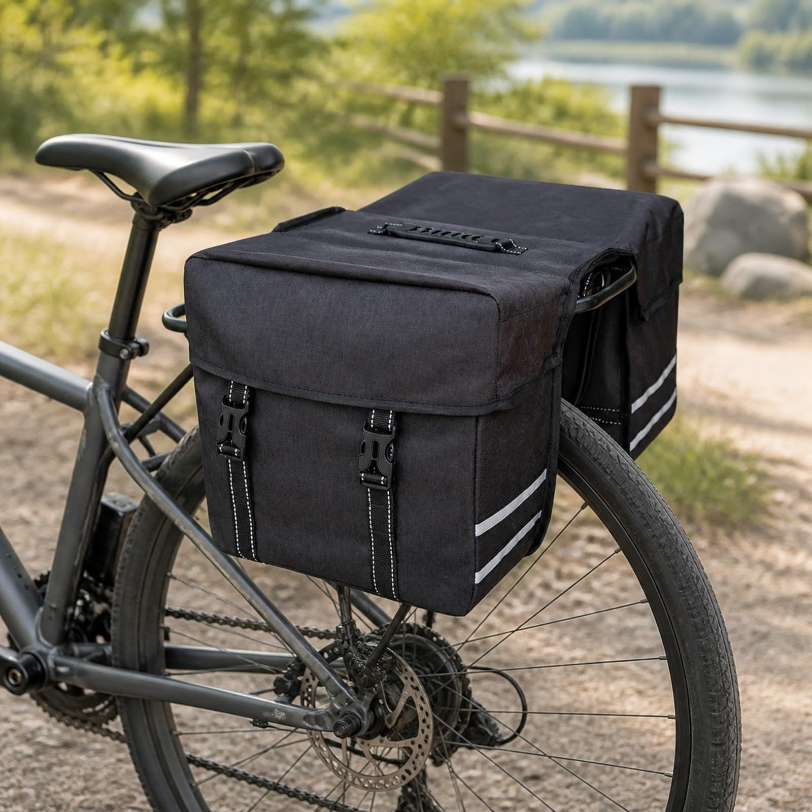 Ronyme Bolsa Portaequipajes para Ciclismo con Estructura Sólida y Asa Cómoda con Cierre Correa Ajustable Acuada para y Paseos por, Gris
