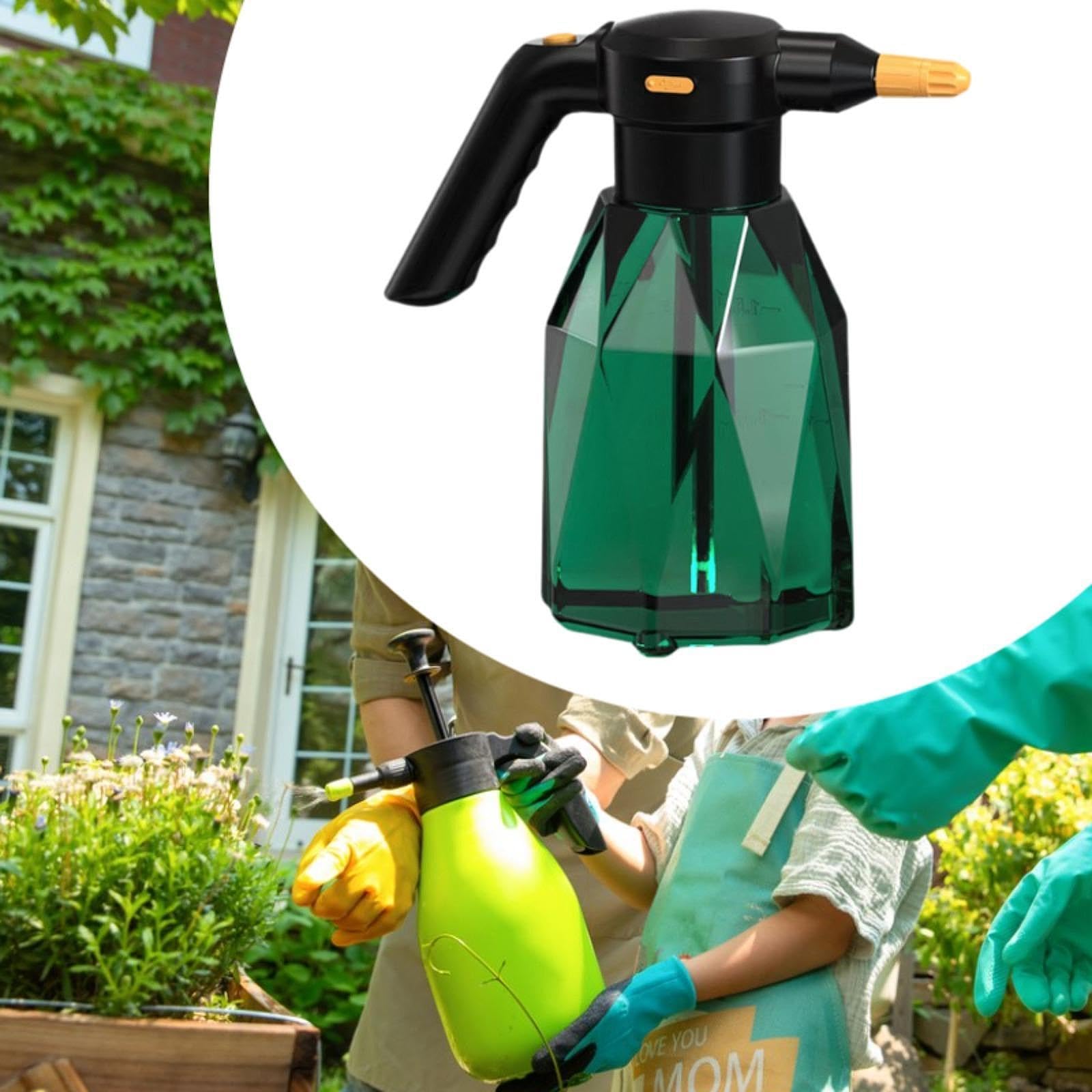 Pulvérisateur Électrique Mousse 2 litres Bouteille Vaporisation Plantes Arrosoir Automatique Pompe USB Approprié pour Nettoyage Maison, Vert