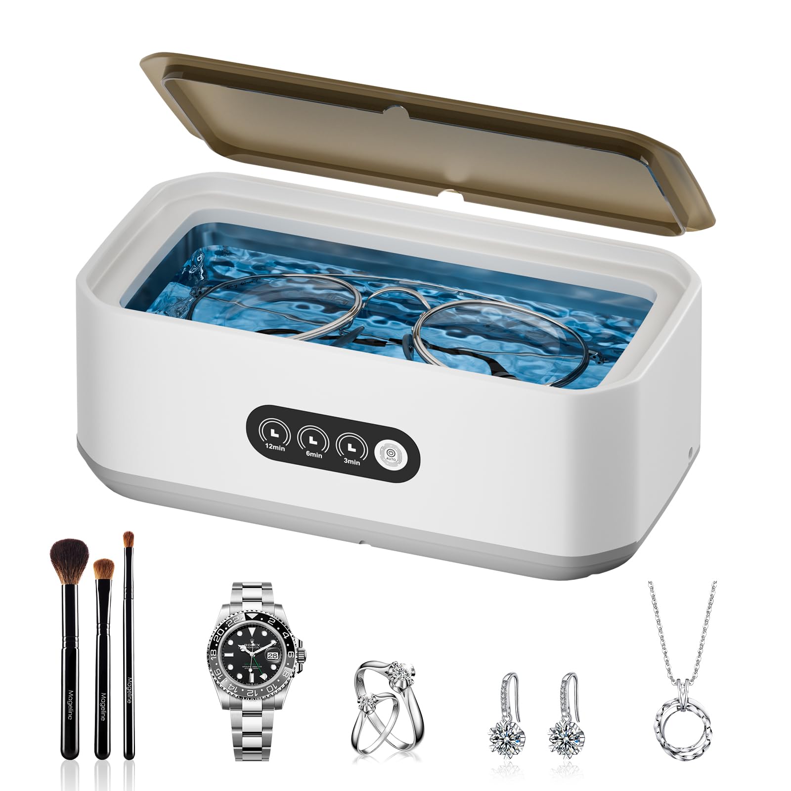 glutathione ultrasonic cleaner glass container Jewelry Solution 250ml for Gold Silver cleaning safe and durablee SUS304 stainless steel tank Mini Ultrasonic Cleaning Machine For