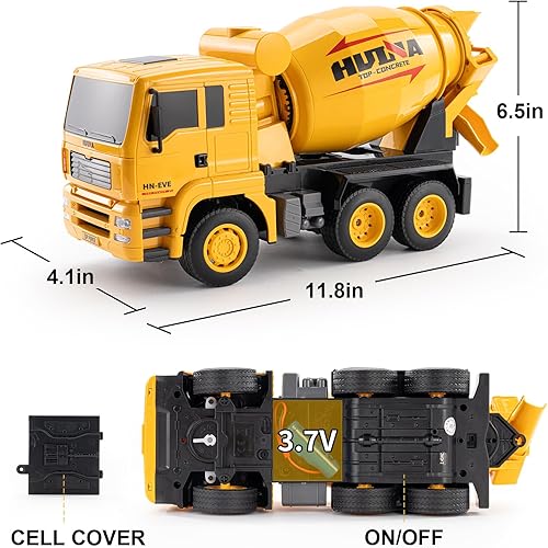 Miniatura 2 de YAZHIYI Camión mezclador de juguete con control remoto de 6 canales, camiones mezcladores de cemento para niños, vehículos de construcción RC