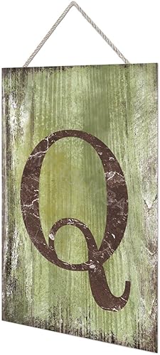 Vista 345 de Letrero colgante de madera con letra J, letrero de madera para decoración del hogar, 26 letras del alfabeto de metal, placa de madera, decoración