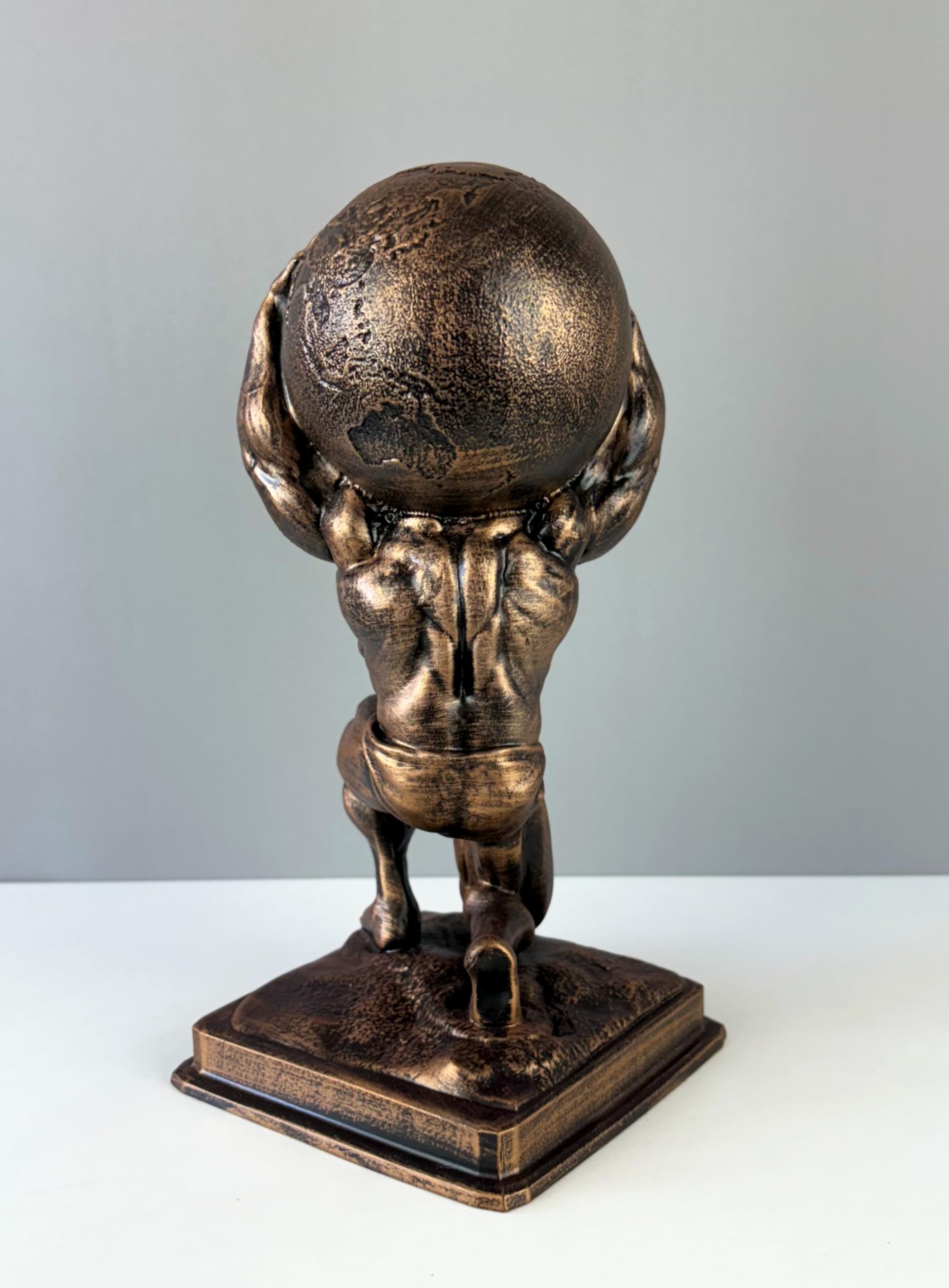 Atlante che trasporta il mondo, busto statua, 30 cm, mitologia greca, statua greca, scultura artistica (bronzo)