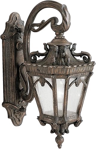 Kichler Tournai - Lámpara de pared para exteriores de 18 pulgadas con cristal transparente y semilla en Londonderry