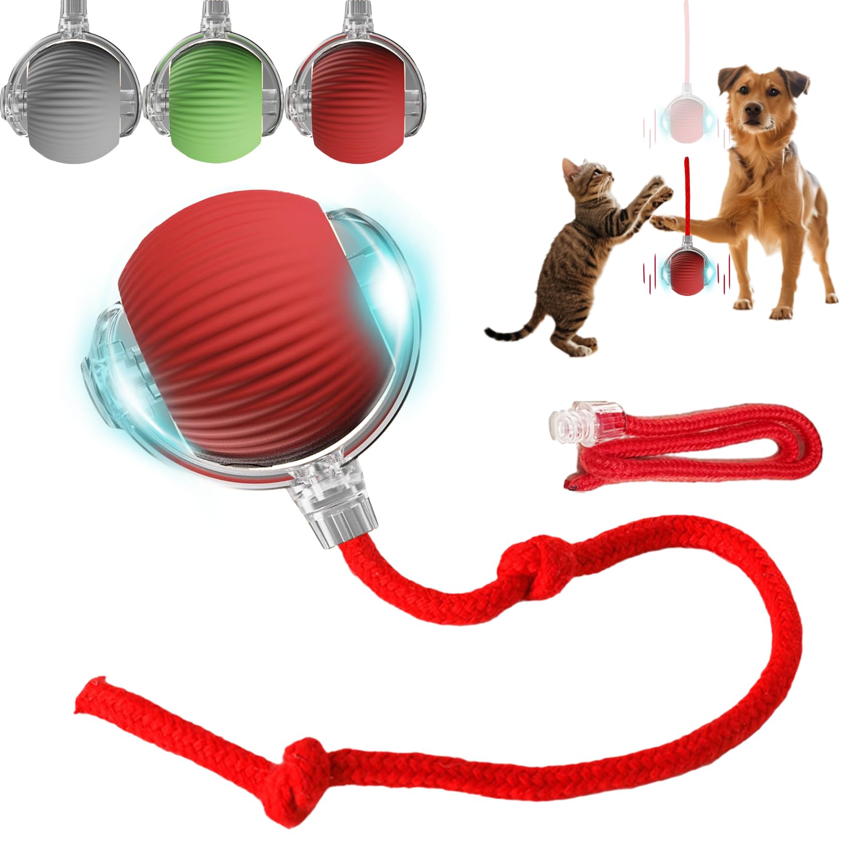 Interactive Dog Cat Toy Ball Automatic Moving Bouncing Rolling with Replacement Tail Pet Smart Chase Ball Rechargeable Enrichment