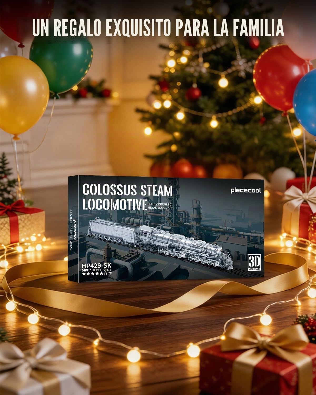 Piececool - Rompecabezas 3D para adultos de la locomotora de vapor Colossus, juegos de construcción de modelos para adultos para armar, rompecabezas 3D de metal, grandes regalos para cumpleaños y año