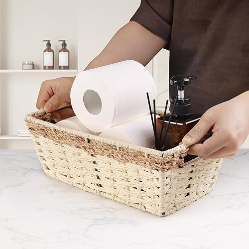 Miniatura 3 de Uziass Cesta de papel higiénico, cestas de almacenamiento de mimbre, cesta de almacenamiento de jacinto, cestas de almacenamiento tejidas para