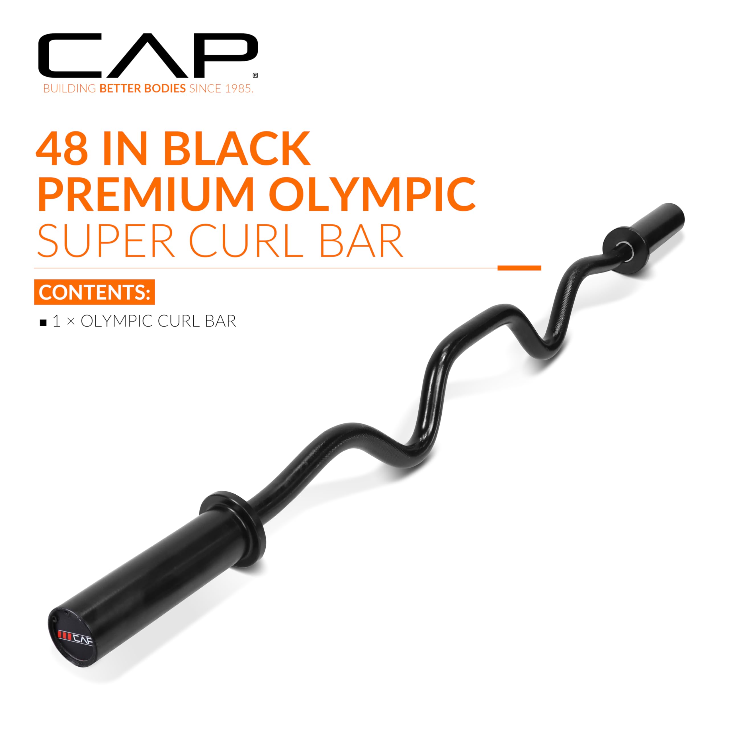 CAP Solid Olympic Super Curl Bar, bujes de bronce, negro