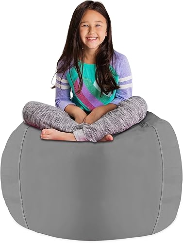 Miniatura 4 de Posh - Funda para silla tipo puf de almacenamiento de animales de peluche para niños, organizador de juguetes para niños, XL - 48 - Tela de lona