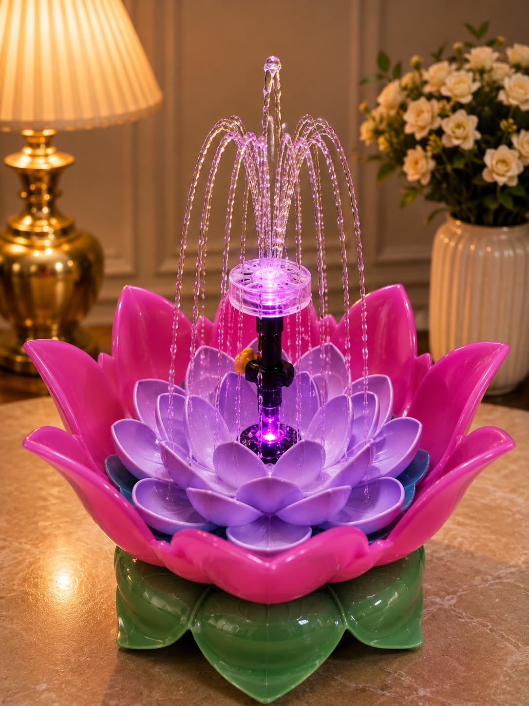 Lotus Fountain - Home Temple Decor with LED Light -7