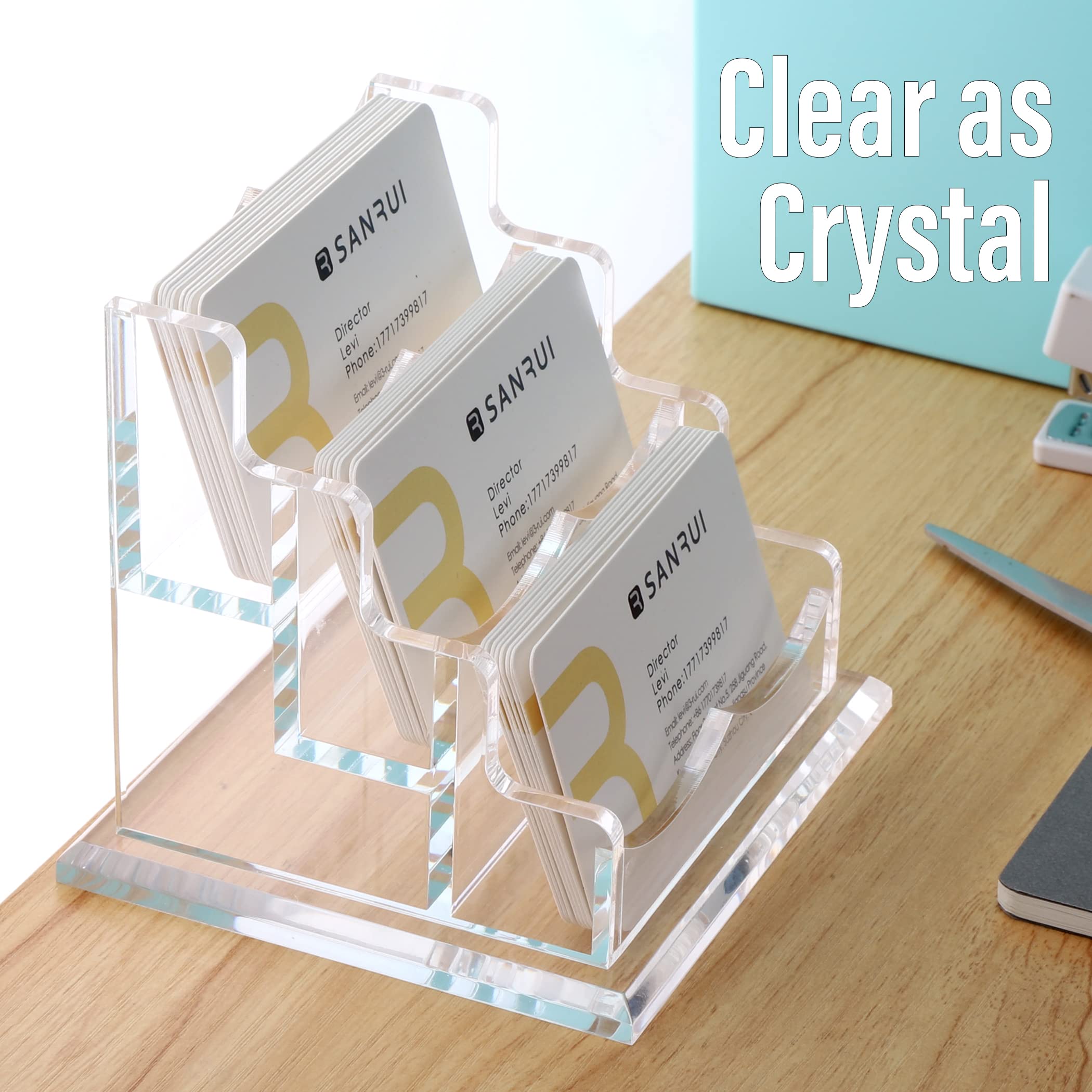 Porta Biglietti Da Visita In Acrilico Uniclife - Espositore Per Scrivania Da 60 Carte - Trasparente - Foto 10