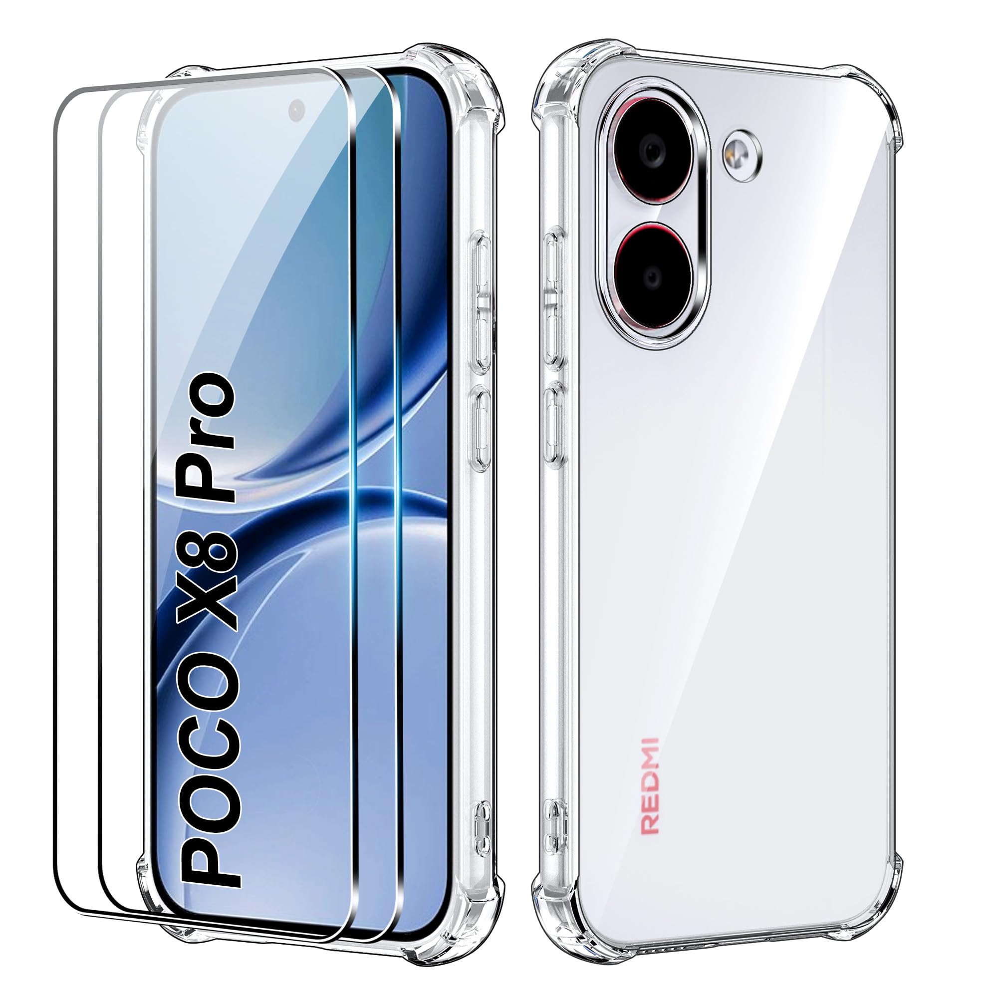 Amazon.com: Fhyeugfy for Xiaomi Poco X8 Pro Case with [2 Pack