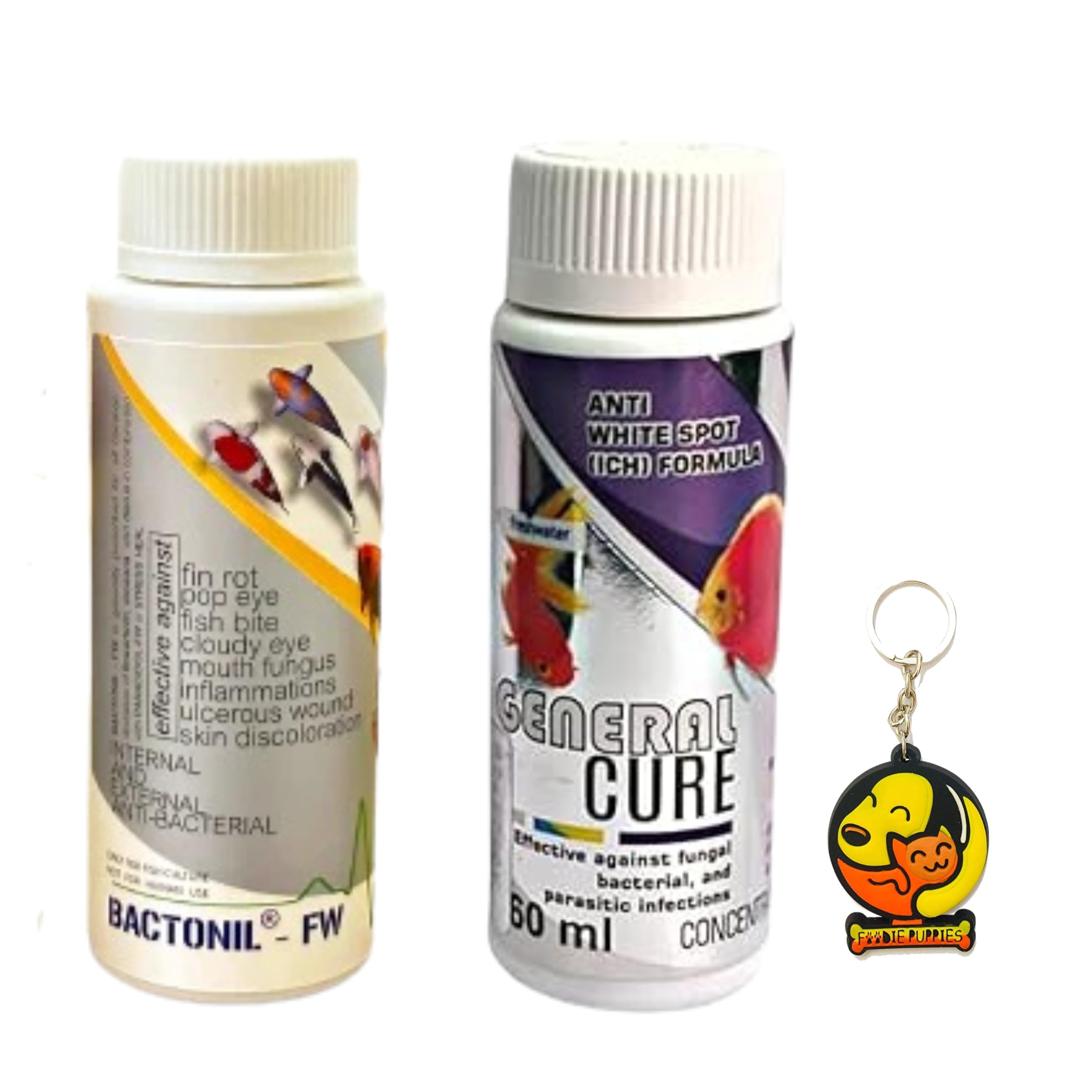 Foodie Puppies Aquatic Remedies Combo of Bactonil (60ml) + General Cure (60ml) | Anti-Bacterial Effective Fish Skin Treatment Suitable for Freshwater | Aquarium Medicine with Free Key Ring (B0CQ7M4P9D) Amazon Price History, Amazon Price Tracker