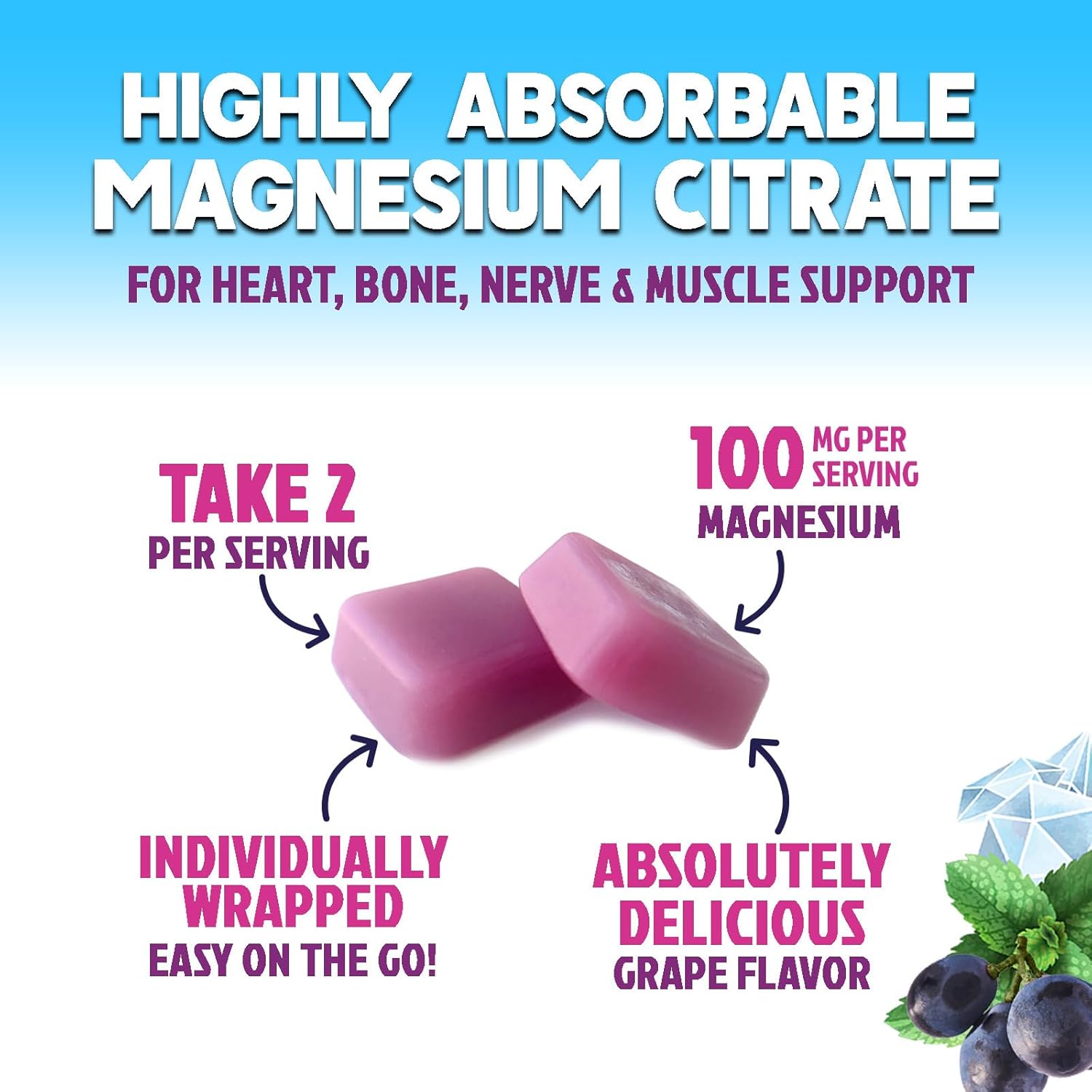Magnesium Citrate Chews Supplement - High Absorpt Magnesium Gummies