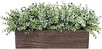 Winlyn 14" Faux Eucalyptus in Rustic Rectangular Wood Planter - Artificial Greenery Centerpiece for Farmhouse Table, Mantel, Wedding Decor
