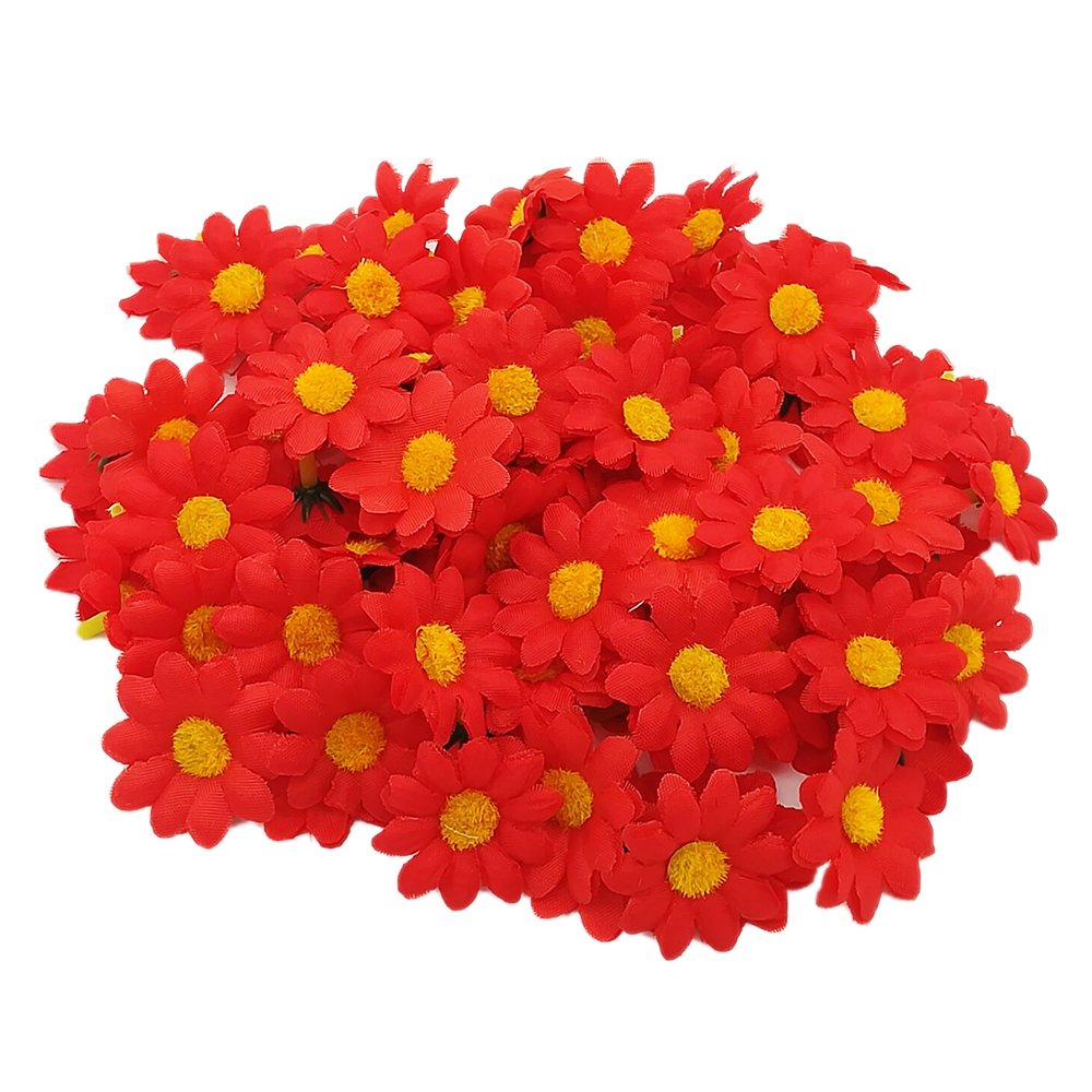 200 Marguerites Artificielles En Soie - Diamètre 4 Cm, Tige Courte - Décoration Mariage, Fête, Intérieur/extérieur