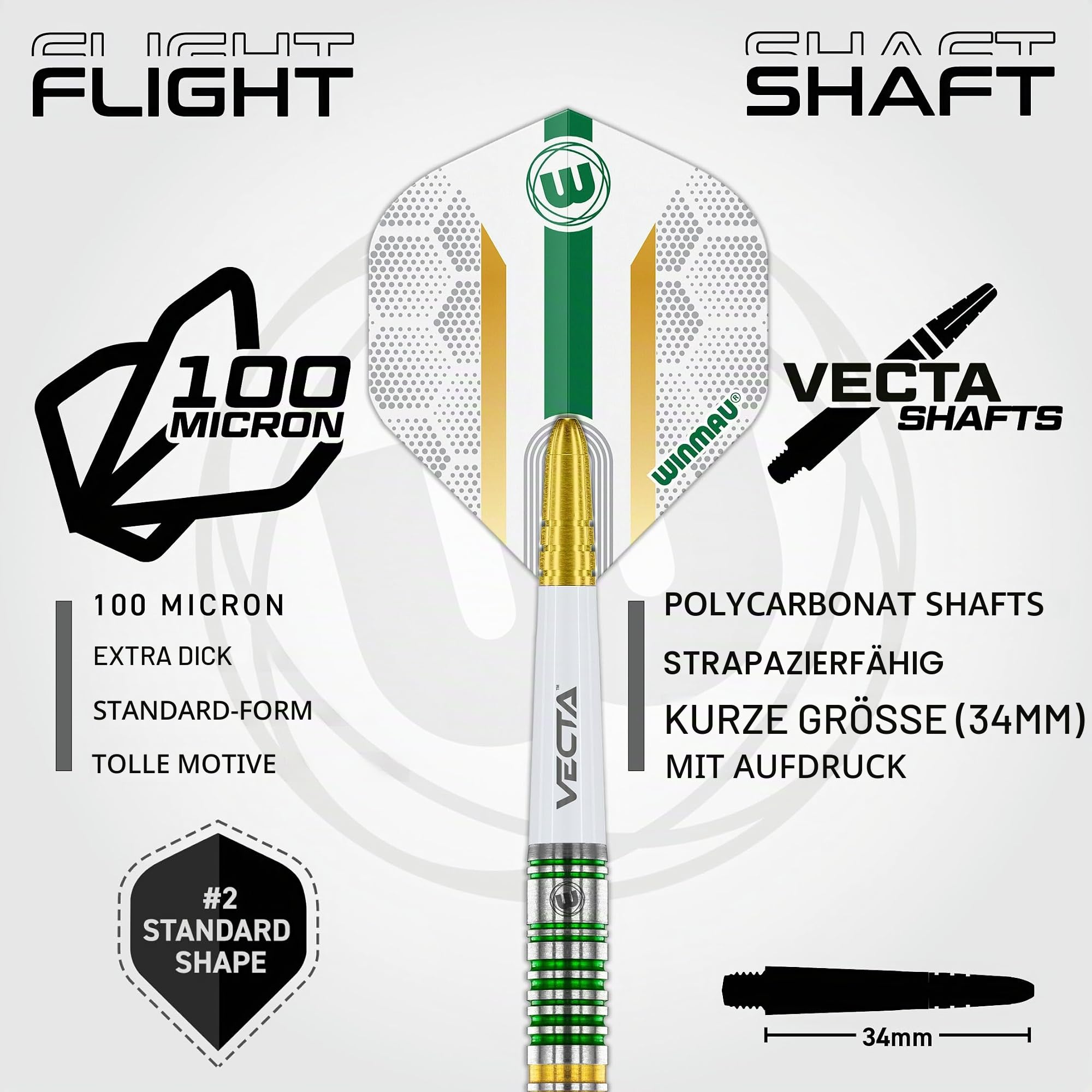 WINMAU Darts Xenon Series 90% professionelles Wolfram-Dart-Set mit Dart Flüge und Dart-Schäften – verfügbare Gewichte: 18g Weiche Spitze, 23g, 24g und 25g Stahlspitze