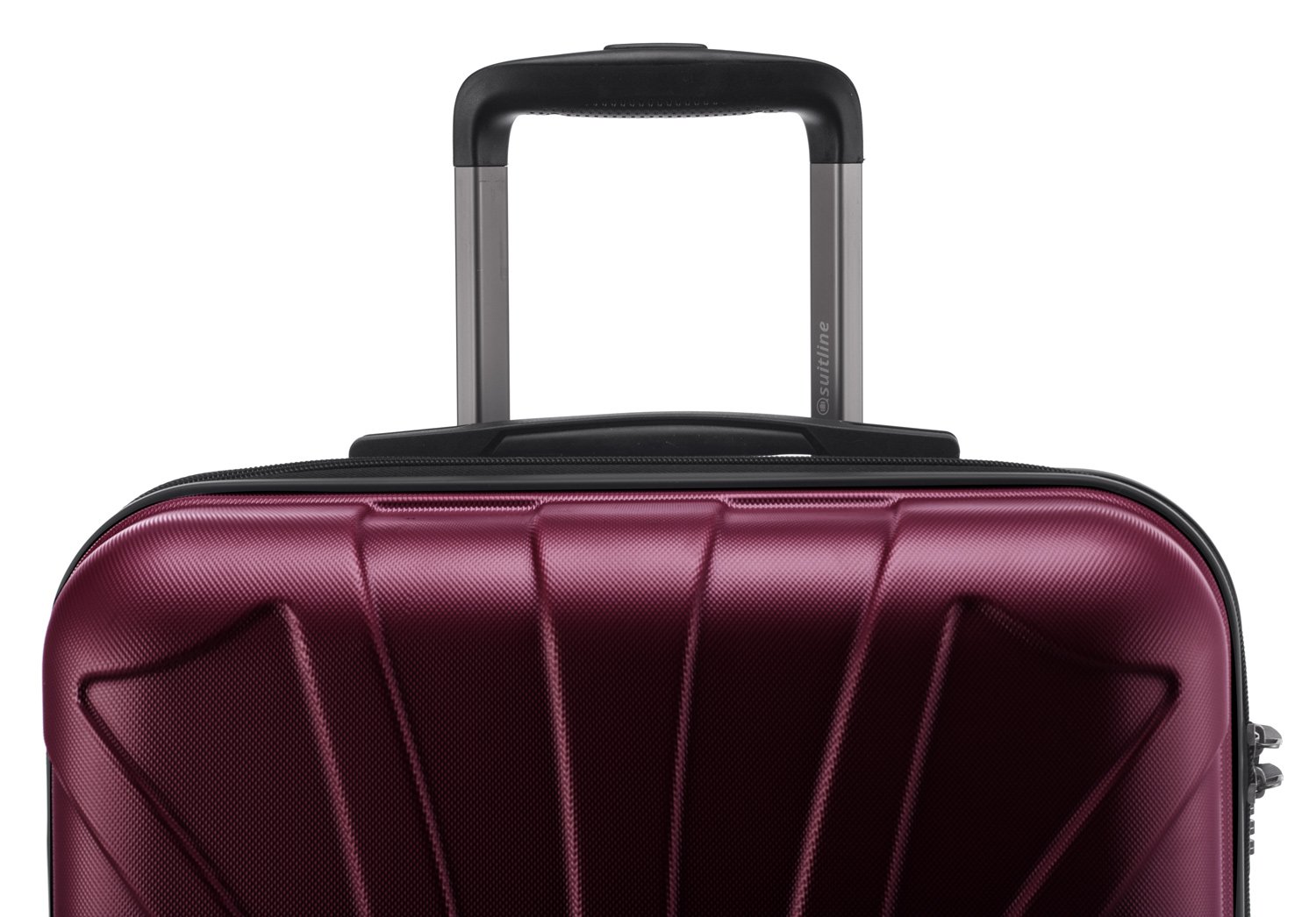 Suitline Zestaw walizek 3 sztuki ABS twarde kabinowa 55 cm średnia 66 cm duża 76 cm rozszerzane z zamkiem TSA 4 podwójne koła uchwyt teleskopowy, bordowy