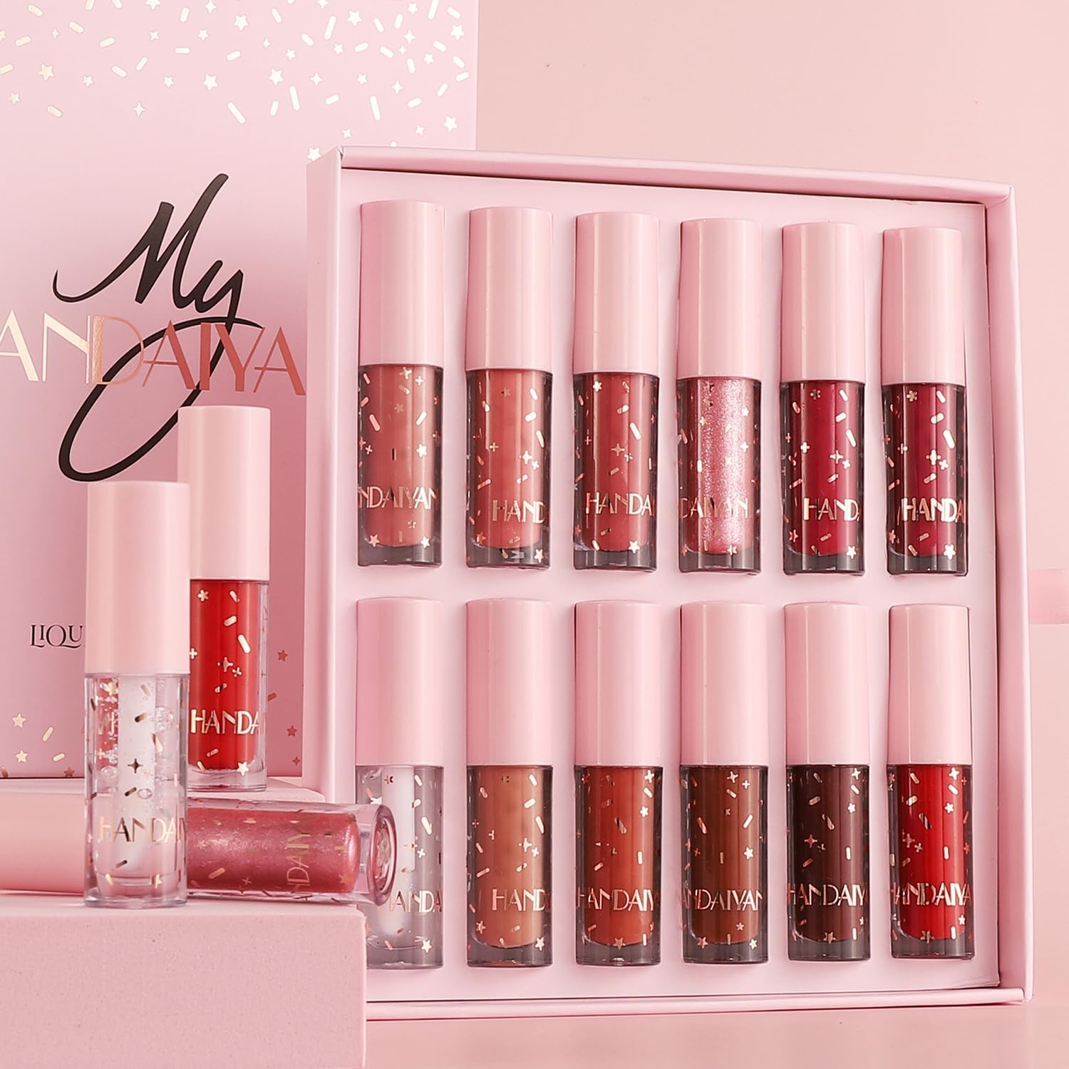 NYLI Professional Lip Gloss Lipstick 12Pcs Set - High Shine & Matte Liquid Lipstick, Waterproof, Smudge Proof, Non-Sticky, Long Lasting Lip Stain Multicolor