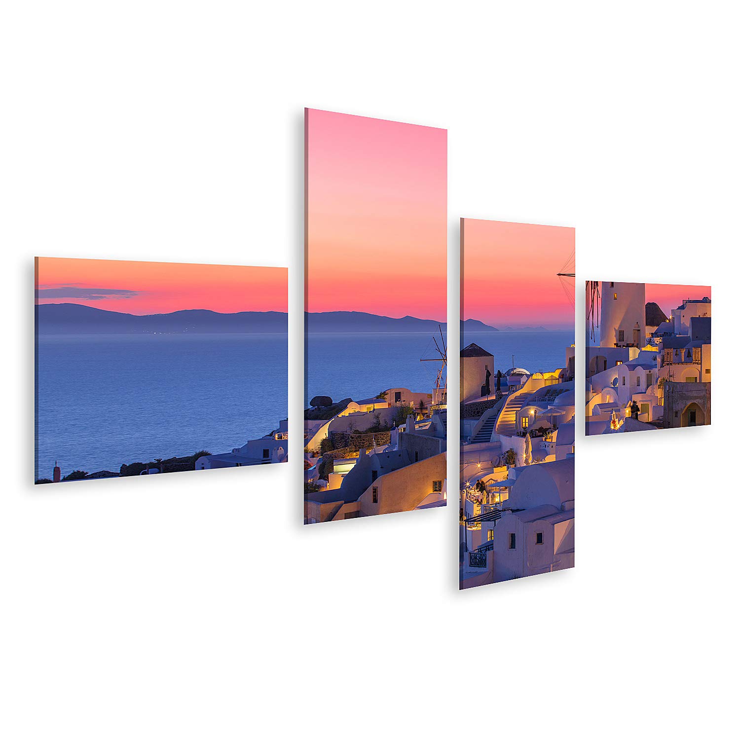 islandburner Quadro su tela Impressionante vista serale dell'isola di Santorini pittoresco tramonto primaverile Quadri Stampe x soggiorno