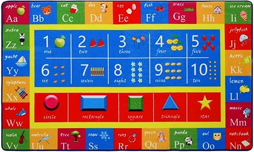 Miniatura 3 de NANAN Alfombra infantil de 8 x 10 pies, alfombra para dormitorio, aula, sala de juegos, alfombra educativa para niños, alfombra de juego extra