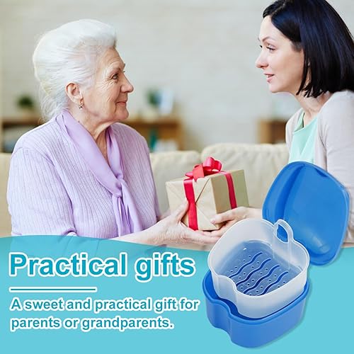Miniatura 4 de Estuche de dentadura para dentaduras postizas, caja de almacenamiento de dientes falsos con cesta de enjuague, estuche de almacenamiento portátil de
