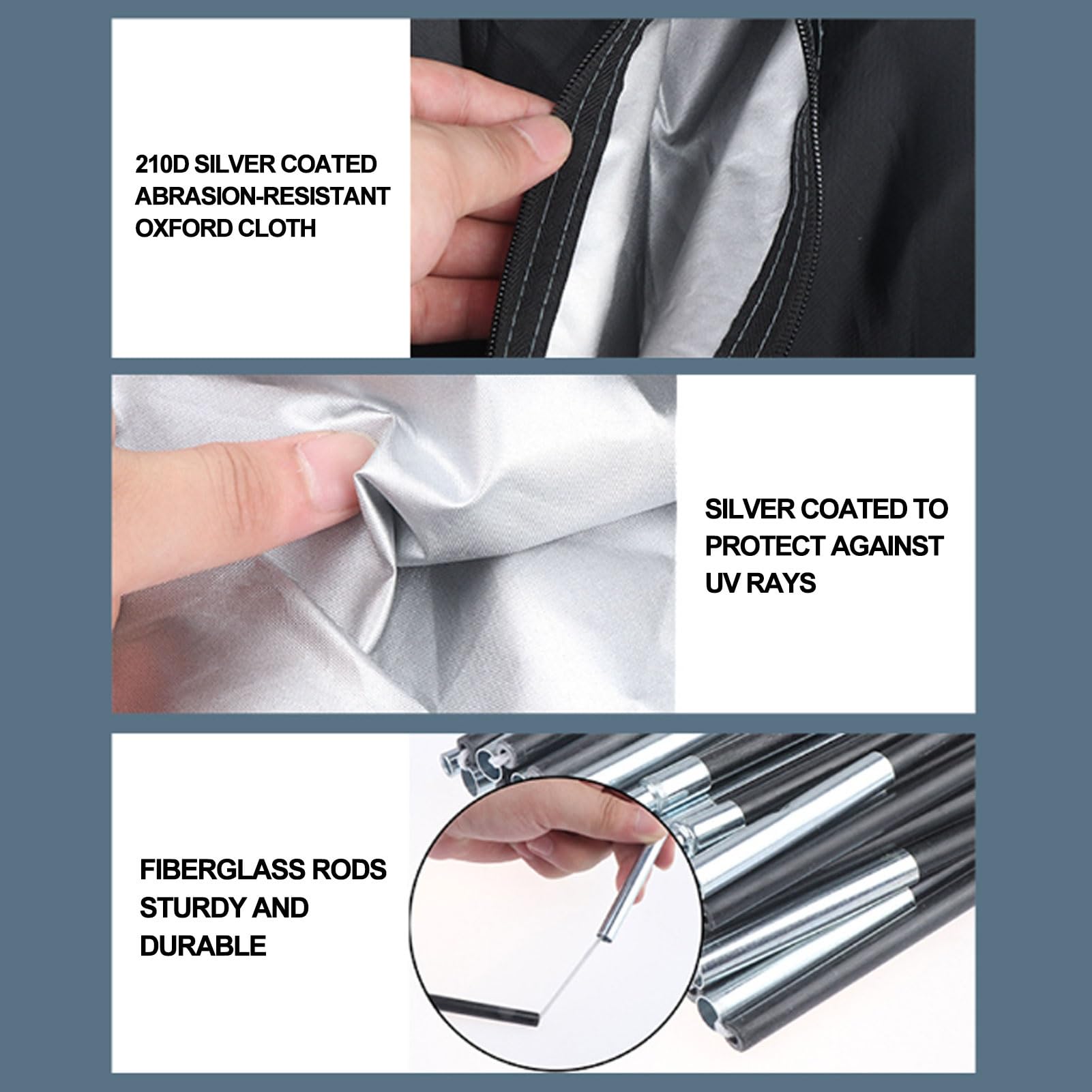 Tenda Deposito Biciclette Impermeabile In Tessuto Oxford 210D – 195x163x80 Cm, Portatile, Con Zip E Pali In Fibra Di Vetro