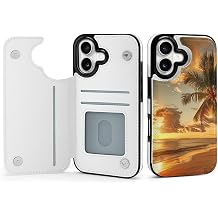 Wallet Case for iPhone 17 - Sunset Hawaiian Palm TreePrint PU Leather Flip Shockproof Wallet Phone Cases Cover with Card Slots, Kickstand, Magnetic Clasp Closed